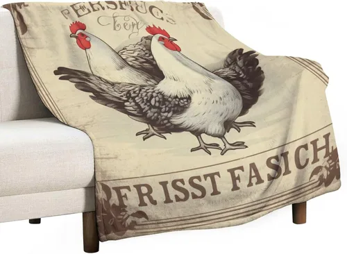 Miniatura 46 de Manta de microfibra suave y acogedora con diseño de gallo rústico en blanco y negro, suave y acogedora manta de microfibra para sofá, cama, oficina