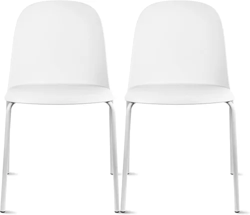 Miniatura 25 de 2xhome Silla de comedor moderna apilable sin brazos Asiento de plástico con patas de metal Uso en interiores o exteriores Patio de cocina