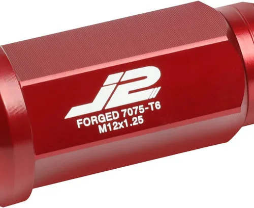 Miniatura 3 de J2 Engineering 7075-T6 Aluminio M12 x 1.25 20Pcs 2.953 in Alto Spiky Cap Lug Nut w/Adapter Rojo