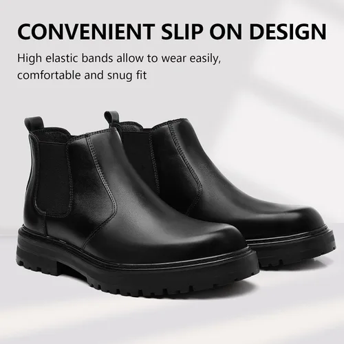 Miniatura 3 de Holy dove Botas Chelsea con plataforma y puntera ancha para hombre, botas casuales de vestir al tobillo