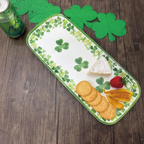 Miniatura 6 de UP ware Shamrock - Bandeja de melamina para servir, bandeja rectangular de 15 x 6.5 pulgadas, bandeja de alimentos sin BPA para entretenimiento
