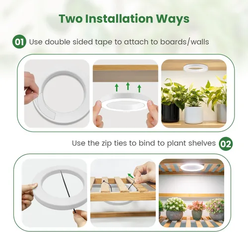 Miniatura 6 de Kullsinss Luces de cultivo de techo de 6 pulgadas para plantas de interior, 168 LED de espectro completo, lámpara de cultivo de plantas Halo debajo