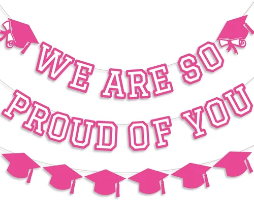 Miniatura 22 de Letrero con texto en inglés «We Are So Proud Of You», decoración para fiesta de graduación, guirnalda de tapa de felicitaciones, letrero de pared