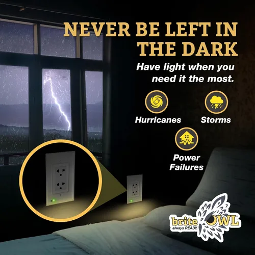 Miniatura 5 de Placa de cubierta de tomacorriente iluminada y luz nocturna LED, cubierta de tomacorriente de pared para cortes de energía durante tormentas