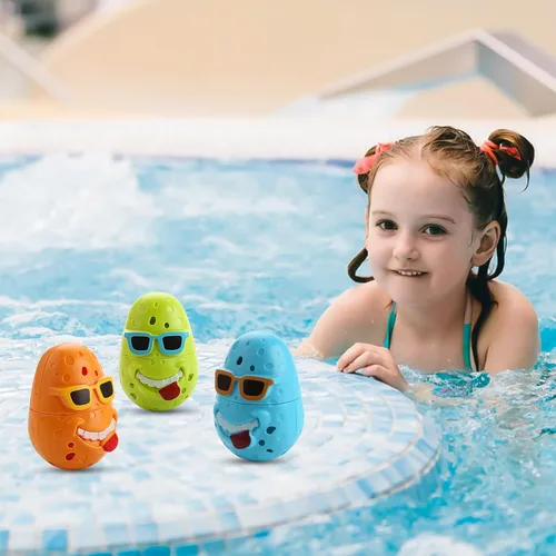 Miniatura 5 de Juego de 3 juguetes de buceo en la piscina para niños, divertidos huevos de payaso para buceo, juguetes de piscina para niños, perfectos para niños