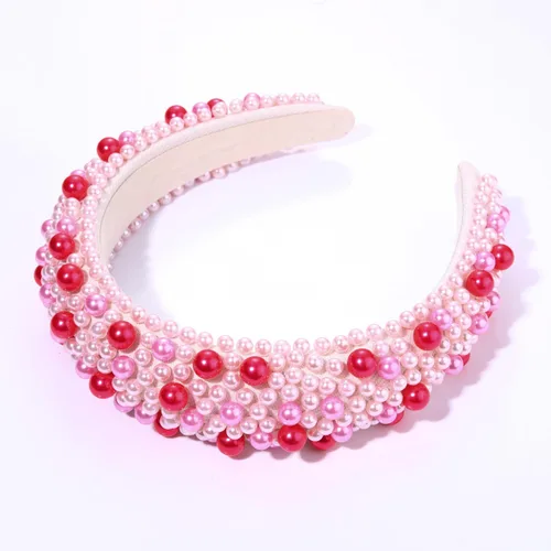 Miniatura 2 de Diademas de cristal para mujer, diadema acolchada de perlas para el día de San Valentín, con diamantes de imitación y perlas de imitación