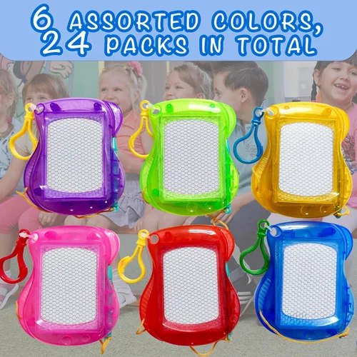 Miniatura 3 de Paquete de 24 mini tableros de dibujo magnéticos con llavero para mochila, juguetes de bocetos borrables al por mayor para niños, aula, regalos
