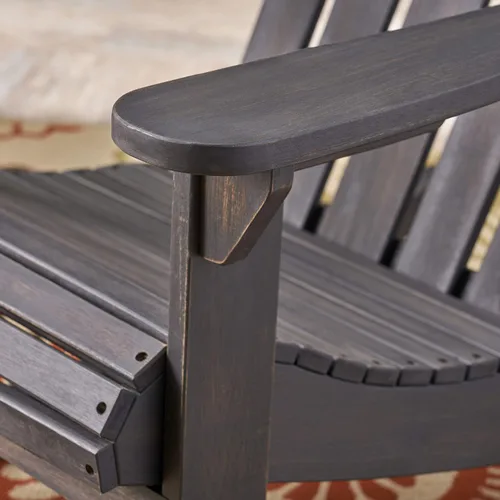 Miniatura 8 de Christopher Knight Home Cara Adirondack - Silla mecedora de madera de acacia para exteriores, acabado gris oscuro