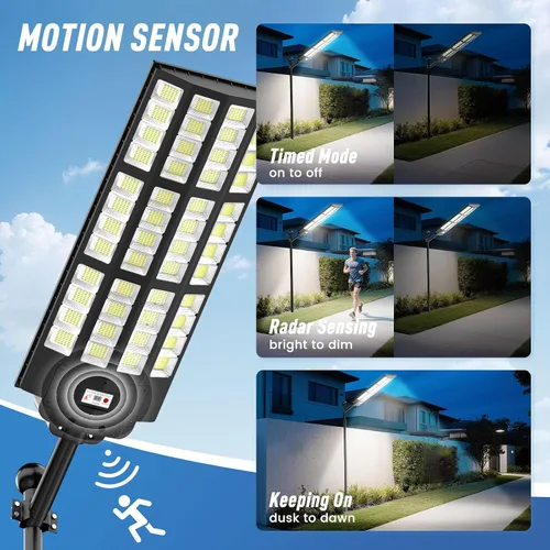 Miniatura 2 de Luces Solares de Calle Grandes de 15000W para Exteriores Impermeables, Luces Solares para Estacionamiento de Servicio Pesado con Control Remoto