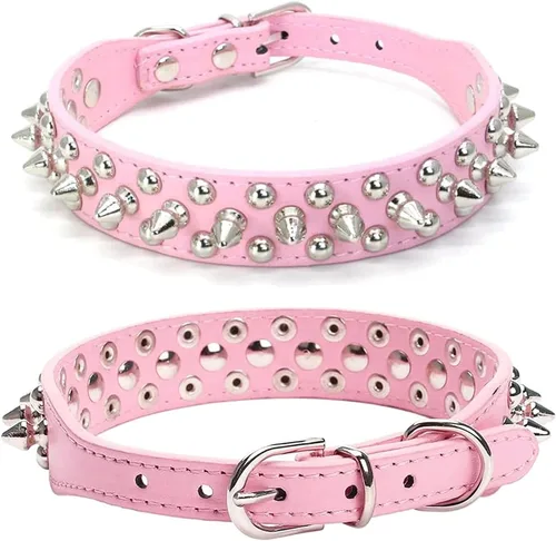 Miniatura 7 de Collar de perro y gato con púas pequeñas y medianas para perros pequeños y medianos, hembras – Collar ajustable con tachuelas – Collar de cuero punk