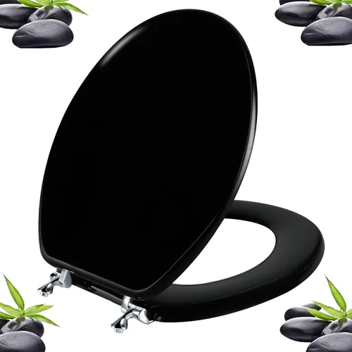 Miniatura 15 de Asiento de inodoro alargado rojo de madera natural con bisagras de aleación de zinc, fácil de instalar y también fácil de limpiar, asiento