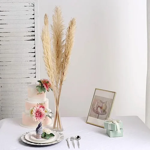 Miniatura 5 de BalsaCircle - 6 tallos de trigo de 49 pulgadas, planta seca de hierba natural de las pampas, boda, fiesta, eventos, recepción, decoración del hogar