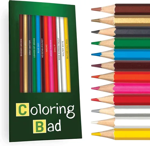 Juego de lápices de colores malos para los fanáticos de Breaking Bad | Juego de 12 lápices de parodia inspirados en Breaking Bad | Cada lápiz de