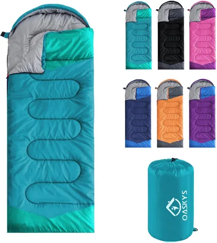 Miniatura 18 de Oaskys - Saco de dormir para acampar, para 3 estaciones, clima cálido y fresco, verano, primavera, otoño, ligero, resistente al agua, para adultos