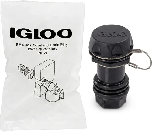 Igloo Tapón de drenaje con correa de acero inoxidable para enfriadores BMX, Overland e IMX de 25-72 cuartos de galón