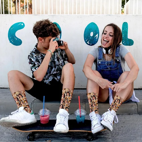 Miniatura 156 de Artsadd Calcetines personalizados para mujeres y hombres, amantes de los perros y gatos, regalos divertidos unisex personalizados