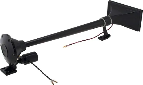 Miniatura 5 de Vixen Horns bocina de tren para barco/camión/coche. Bocina de aire impermeable negra de doble trompeta + luz y cubierta. Decibelios súper fuertes.