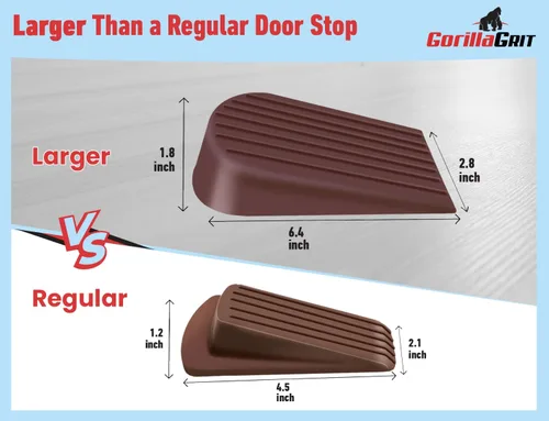Miniatura 2 de Topes de puerta de goma extra grandes, cuña de tope de puerta, soporte de puerta flexible jumbo resistente, paquete de 2 unidades, color marrón,