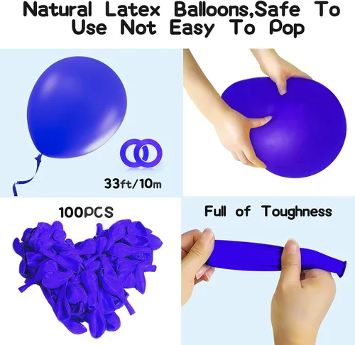 Miniatura 3 de EMART 100 globos azul rey de 12 pulgadas con cinta, látex de calidad helio para cumpleaños, boda, baby shower, graduación, decoración de Navidad