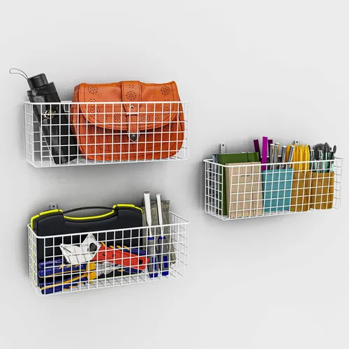 Miniatura 5 de Joben Oligey Juego de 3 cestas colgantes de alambre de pared [extragrandes], almacenamiento de alimentos de granja, cocina, despensa, lavandería