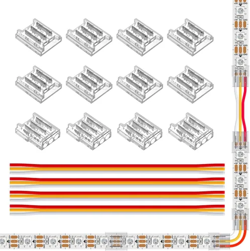 Miniatura 9 de SEZO 3528 5630 5730 5050 Kit de conectores de tira de luz LED UV, 12 piezas de 2PIN 0.394 pulgadas transparente sin cables sin cables de tira de luz