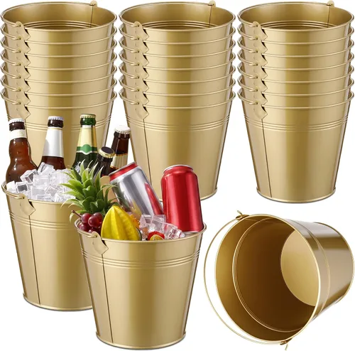 Miniatura 9 de Didaey 12 cubos de metal para cerveza, cubos de hielo a granel, cubos de hielo con asa, enfriador de bebidas para fiesta de champán, bebidas
