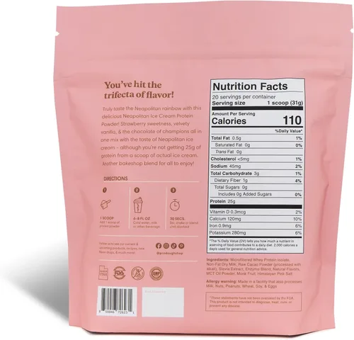 Miniatura 2 de ProDough Proteína en polvo de aislado de suero hidrolizado gourmet para mezcla de batidos - Mezcla de enzimas de fácil digestión, 25 g de proteína