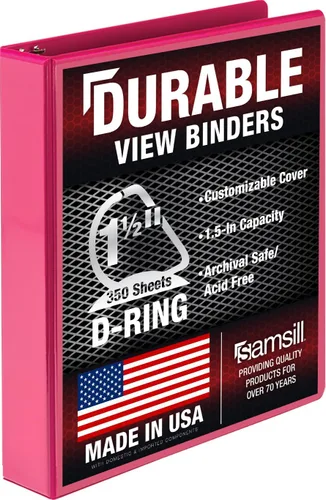 Miniatura 120 de Samsill Carpeta duradera de 1.5 pulgadas, fabricada en los Estados Unidos, carpeta de anillos en D, carpeta transparente personalizable, color rojo