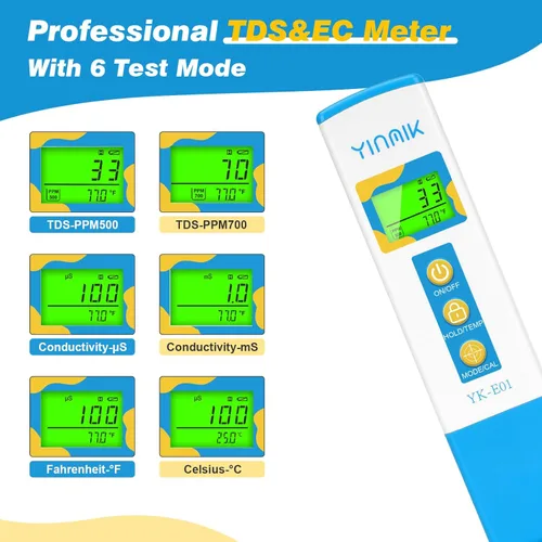 Miniatura 2 de Medidor TDS para agua potable, medidor PPM de agua, probador EC TDS para sistema RO/RI, agua del grifo, agua filtrada, probador de calidad de agua