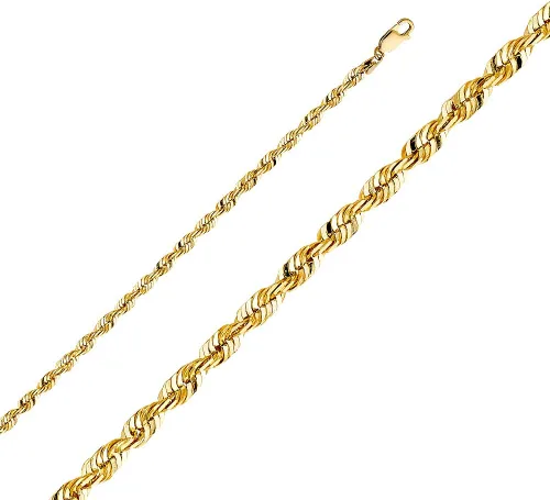 Miniatura 2 de Wellingsale Cadenas de cuerda de oro macizo de 14 quilates (opciones de selección)