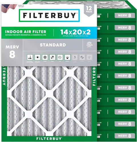 Miniatura 101 de Filterbuy - Filtro de aire de 16 x 25 x 1 pulgadas, MERV 8, Defensa Esencial contra el Polvo y las Alergias (paquete de 12), Filtros plisados