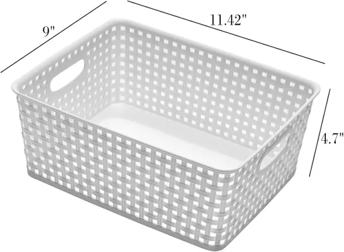 Miniatura 3 de Eslite Cestas de almacenamiento de plástico, 11.4 x 8.9 x 4.7 pulgadas, paquete de 4 (blanco)