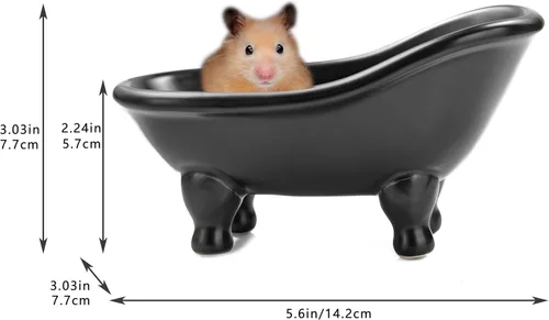 Miniatura 5 de 1 pieza de 5.6 pulgadas de cerámica negra mini jabonera pequeña maceta organizador de maquillaje contenedor Hamster bañera (negro)