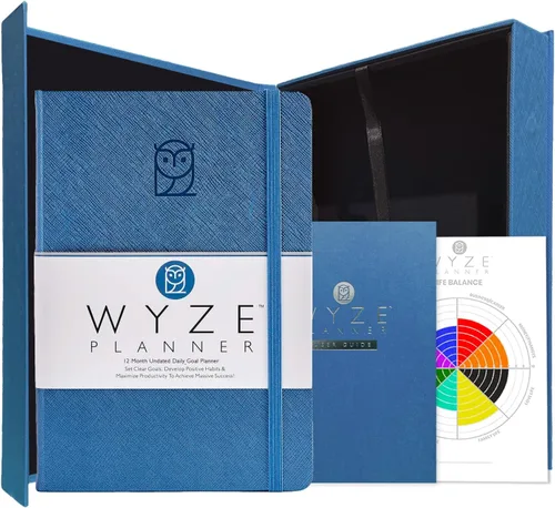 Miniatura 14 de Wyze Planner Agenda diaria sin fecha, organizador de productividad B5 de 1 año con dos páginas semanales, establecimiento de objetivos, seguimiento
