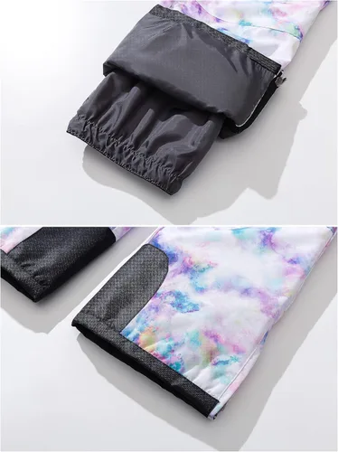 Miniatura 6 de Pursky Pantalones de nieve para niños, baberos de esquí de invierno para niña, con aislamiento, impermeables, pantalones de nieve de forro polar