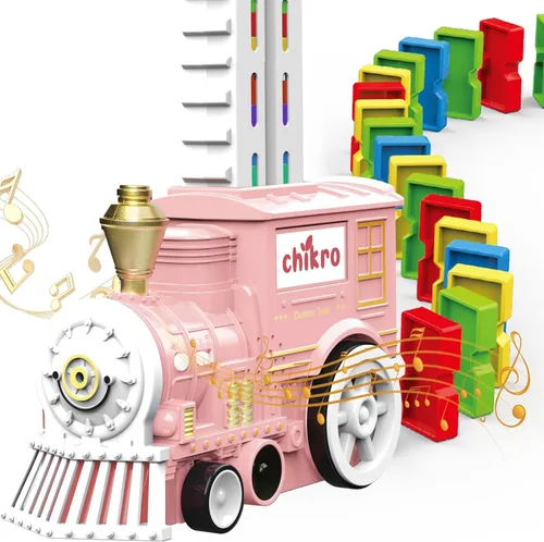 Miniatura 7 de Juego de Tren de Dominó para Niños - Tren de Dominó Automático para Colocar para Niños Pequeños de 3-4 años Juguetes Montessori para Niños de 3-4