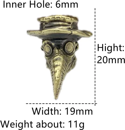 Miniatura 7 de Retro latón Plague Doctor edc perlas llavero DIY accesorios cuentas de paracord