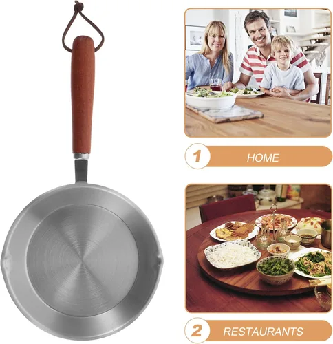Miniatura 6 de SHERCHPRY Mini sartén para huevos, sartén antiadherente para tortillas, sartén redonda de acero inoxidable, sartén de cocina con asa para inducción