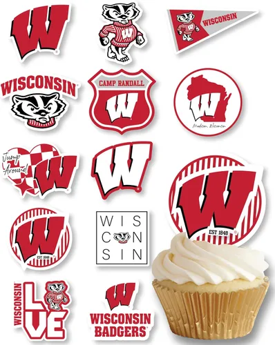 Miniatura 36 de Decoraciones para cupcakes de la Universidad de Alabama, suministros para fiestas de fútbol americano, cumpleaños, graduación (24 piezas)