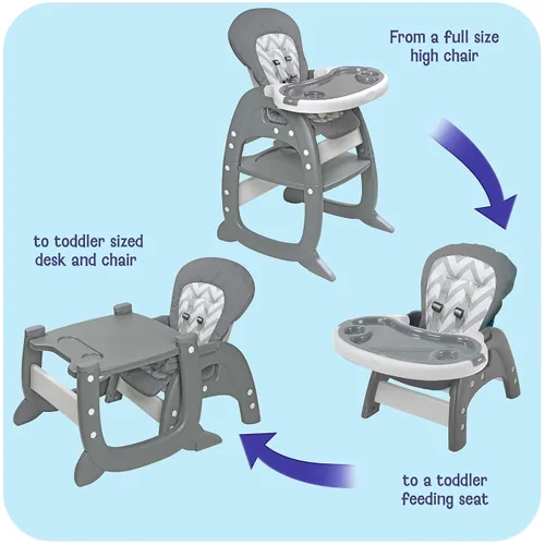 Miniatura 4 de Badger Basket Envee II - Silla alta convertible para bebé con asiento de alimentación infantil, asiento elevador y escritorio para niños pequeños