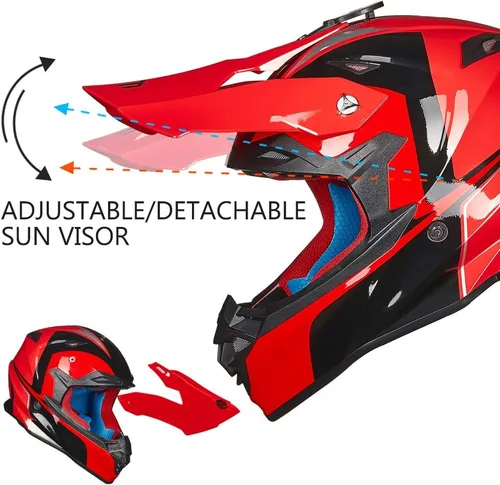 Miniatura 2 de ILM - Cascos de motocross para niños y jóvenes, para bicicleta todoterreno, ATV, con forro supersuave, soporte para cámara, para hombres y mujeres