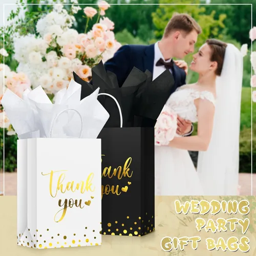 Miniatura 5 de Tinlade 30 bolsas de regalo de agradecimiento con papel de seda dorado con asa para graduación, negocios, compras, boda, ducha, regalos de fiesta
