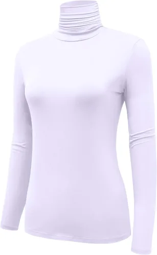 Miniatura 2 de Camiseta de manga larga para mujer, ligera, cuello alto, ajustada, (S-XXL)