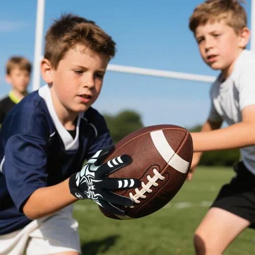 Miniatura 7 de Guantes de receptor de fútbol americano para niños - Agarre de silicona antideslizante y parte trasera de licra transpirable para un mejor control
