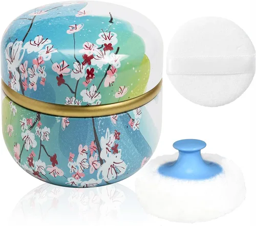 Miniatura 9 de Estuche de Polvo Corporal WEMEGA con Aplicador de Polvo, Contenedor de Polvo, Caja de Té para Polvo Corporal y Facial para Bebés y Mujeres, Estuche