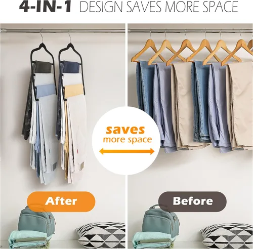 Miniatura 2 de Percha para pantalones de terciopelo que ahorra espacio, antideslizante, Myfolrena, percha para pantalones y pantalones cortos, múltiples perchas
