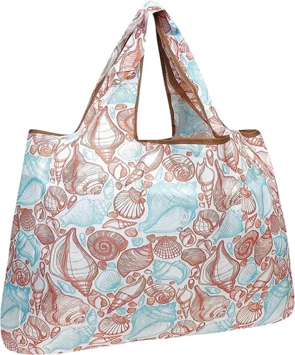 allydrew - Bolsas grandes plegables de nailon reutilizables para comestibles, Conchas marinas Seashells