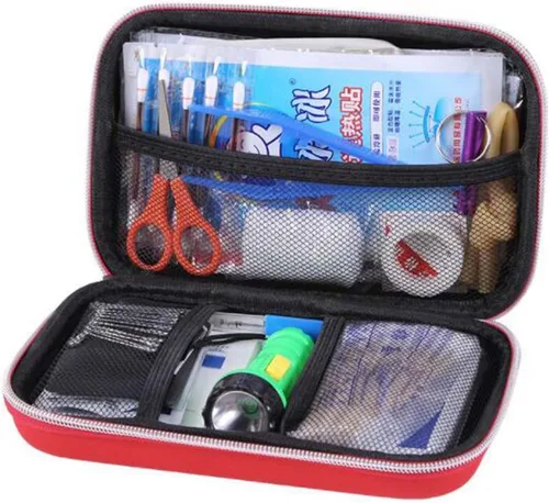 Miniatura 3 de Pequeño kit compacto de primeros auxilios, bolsa de almacenamiento de emergencia médica para viajes, camping, deporte, color rojo