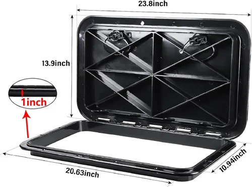 Miniatura 2 de NovelBee Escotilla de cubierta marina, tapa rectangular de 14 x 24 pulgadas para caravana marina RV