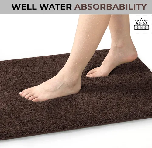 Miniatura 5 de YHF - Alfombras de baño de 17 x 24 pulgadas, extra gruesas y suaves, de microfibra peluda, lavables a máquina, alfombras de baño absorbentes, tapete